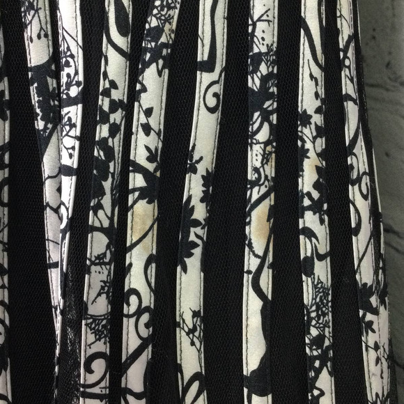 JS Collections Women's Floral Patterned Accordion Draped Black Midi Dress 8 - Picture 12 of 15